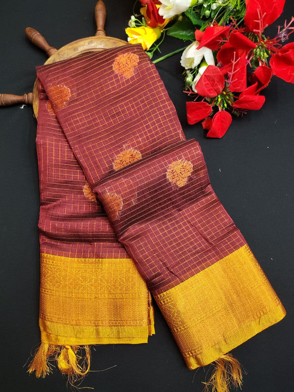 Varanasi Check Jari Butta Saree VK02