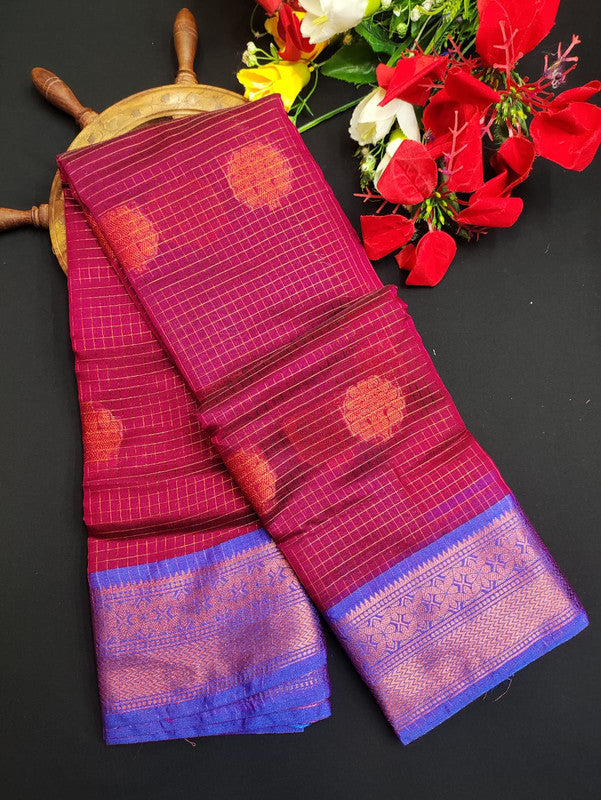 Varanasi Check Jari Butta Saree VK03