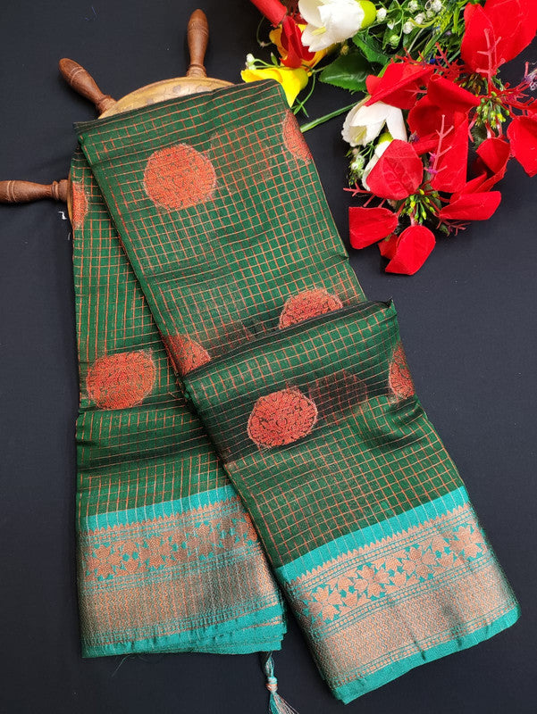 Varanasi Check Jari Butta Saree VK18