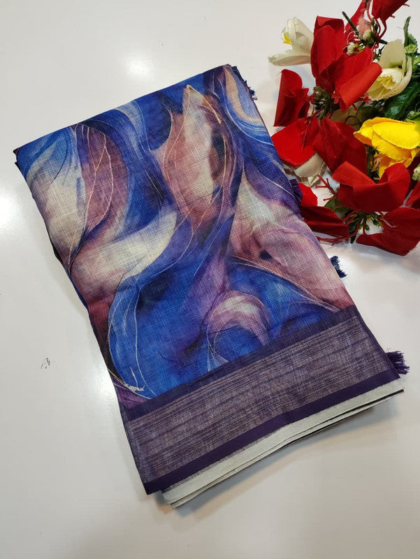 Bhiwandi Linen Saree for women in soft premium linen fabric with elegant traditional weaving suitable for office wear and festive occasions. Full Image View