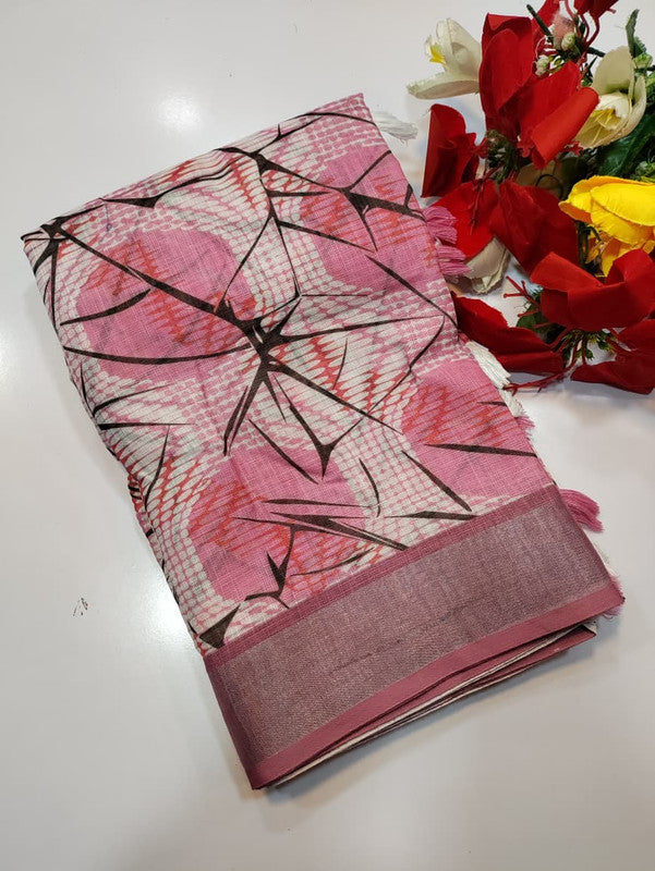Bhiwandi Linen Saree for women in soft premium linen fabric with elegant traditional weaving suitable for office wear and festive occasions. Full Image View