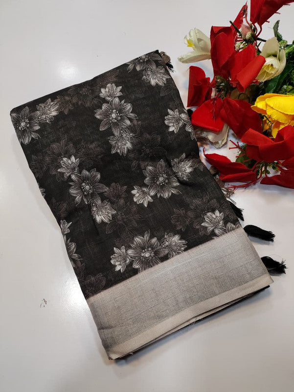 Bhiwandi Linen Saree for women in soft premium linen fabric with elegant traditional weaving suitable for office wear and festive occasions. Full Image View