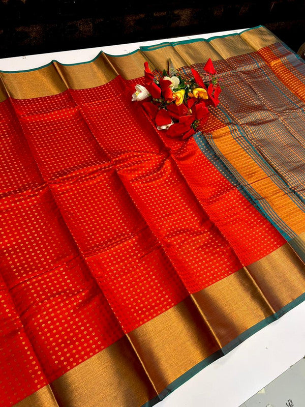 Thousand Butta Saree with elegant traditional woven butta design for festive and wedding wear. Full View Image