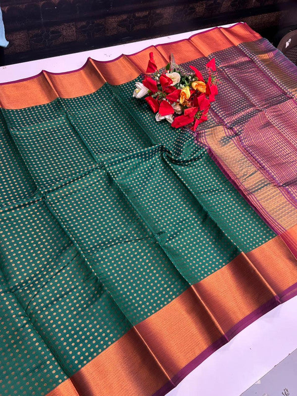 Thousand Butta Saree with elegant traditional woven butta design for festive and wedding wear. Full View Image