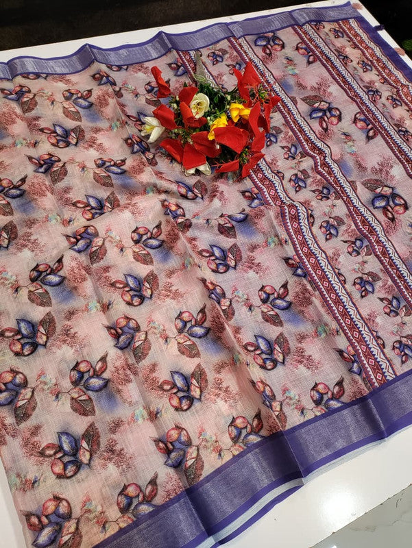 Bhiwandi Linen Saree for women in soft premium linen fabric with elegant traditional weaving suitable for office wear and festive occasions. Full Image View