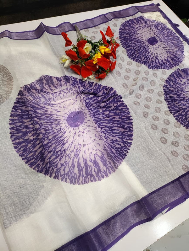 Bhiwandi Linen Saree for women in soft premium linen fabric with elegant traditional weaving suitable for office wear and festive occasions. Full Image View