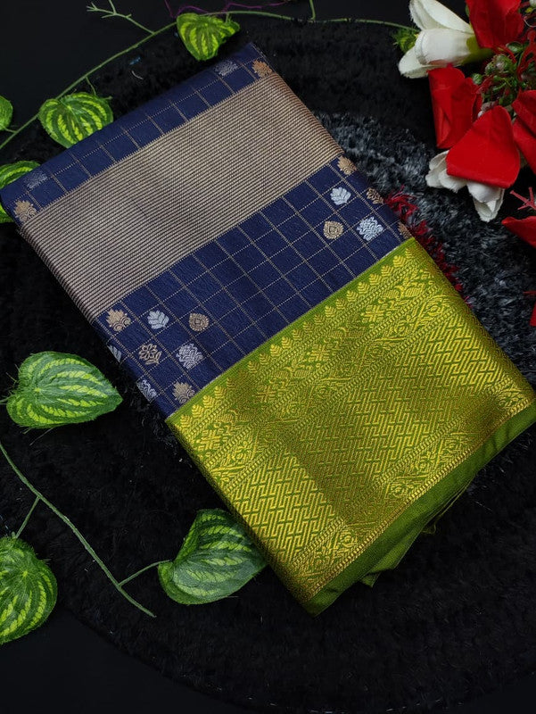 Muhurtham Semi Silk saree for women with elegant traditional design and rich semi silk fabric suitable for weddings bridal wear and festive occasions, Front View Image
