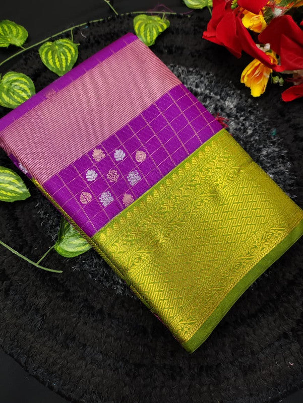 Muhurtham Semi Silk saree for women with elegant traditional design and rich semi silk fabric suitable for weddings bridal wear and festive occasions, Front View Image