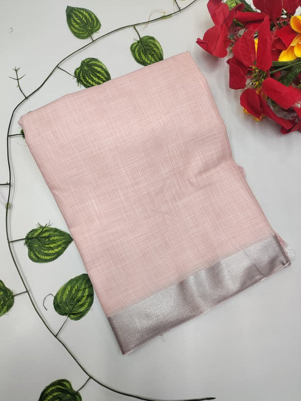 Soft Linen Cotton saree for women made with lightweight breathable linen cotton fabric suitable for office wear casual wear and festive occasions, Front View Image
