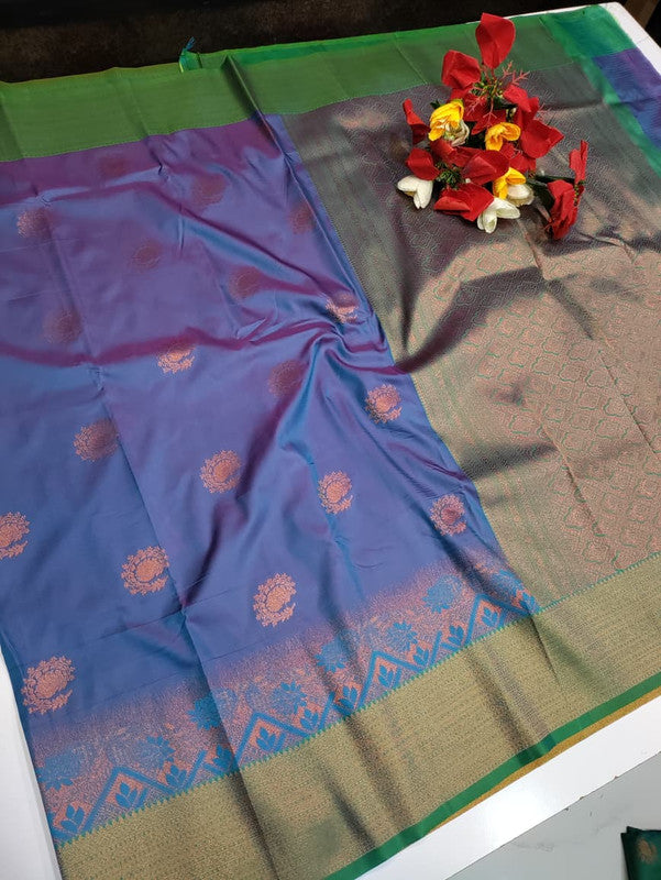 Rudra Soft Silk saree for women featuring elegant soft silk fabric with graceful traditional design suitable for weddings receptions and festive occasions, Full View