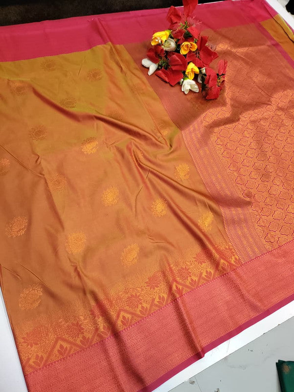 Rudra Soft Silk saree for women featuring elegant soft silk fabric with graceful traditional design suitable for weddings receptions and festive occasions, Full View