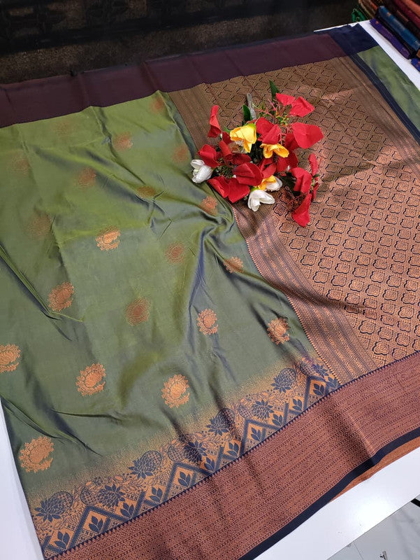 Rudra Soft Silk saree for women featuring elegant soft silk fabric with graceful traditional design suitable for weddings receptions and festive occasions, Full View