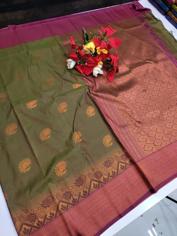Rudra Soft Silk saree for women featuring elegant soft silk fabric with graceful traditional design suitable for weddings receptions and festive occasions, Full View