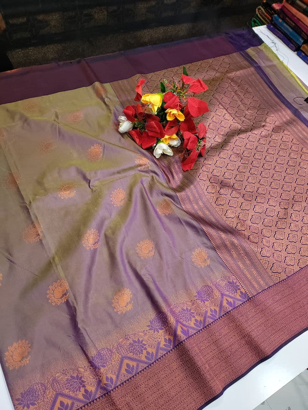 Rudra Soft Silk saree for women featuring elegant soft silk fabric with graceful traditional design suitable for weddings receptions and festive occasions, Full View
