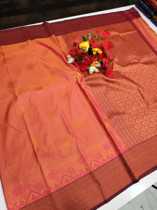 Rudra Soft Silk saree for women featuring elegant soft silk fabric with graceful traditional design suitable for weddings receptions and festive occasions, Full View