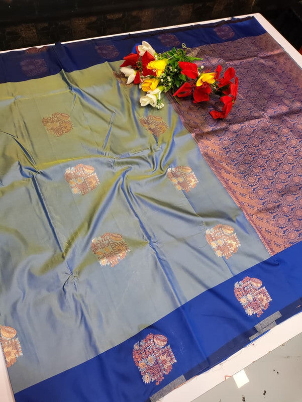 Dhaniya Soft Silk Collection saree with elegant traditional soft silk design for wedding and festive wear from Sri Sakthi Pugazh Tex Salem Tamil Nadu