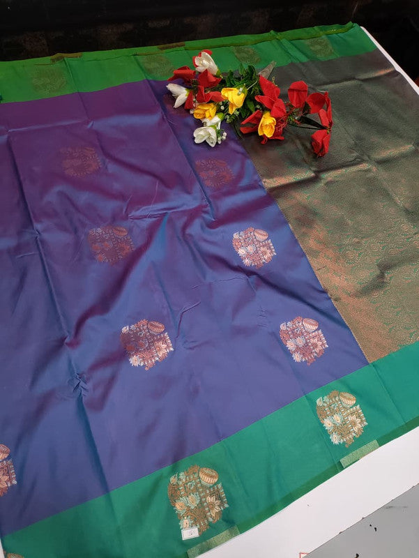 Dhaniya Soft Silk Collection saree with elegant traditional soft silk design for wedding and festive wear from Sri Sakthi Pugazh Tex Salem Tamil Nadu