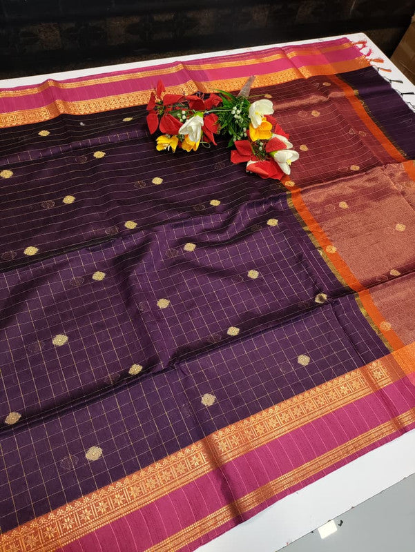 Banarasi  Fancy Checked Saree FV14