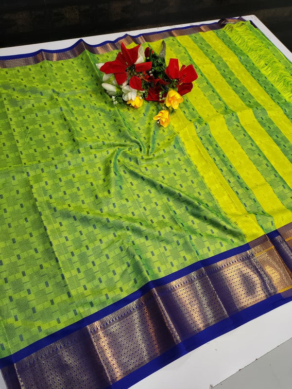 Kottanch Mayil Zari Silk Saree for festival wear with contrast blouse
