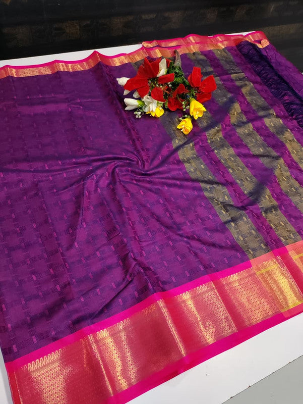 Kottanch Mayil Zari Silk Saree for festival wear with contrast blouse
