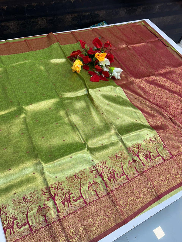 Premium Wedding Korvai Tissue saree for women featuring rich traditional bridal design in elegant tissue fabric suitable for weddings muhurtham and festive occasions