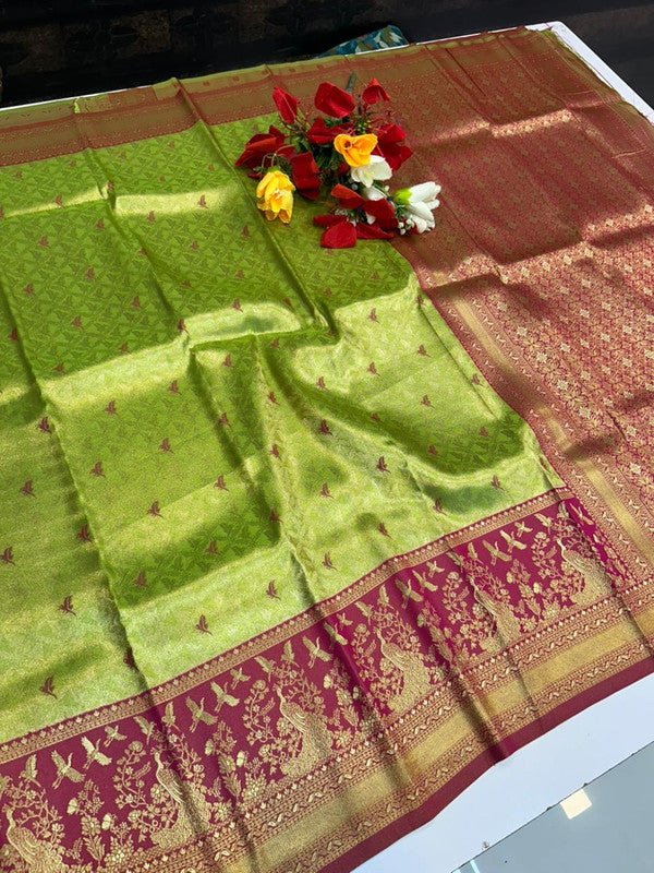 Premium Wedding Korvai Tissue saree for women featuring rich traditional bridal design in elegant tissue fabric suitable for weddings muhurtham and festive occasions