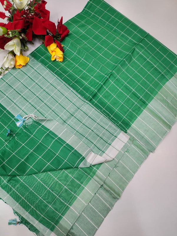 Checked Cotton Saree for office and casual wear