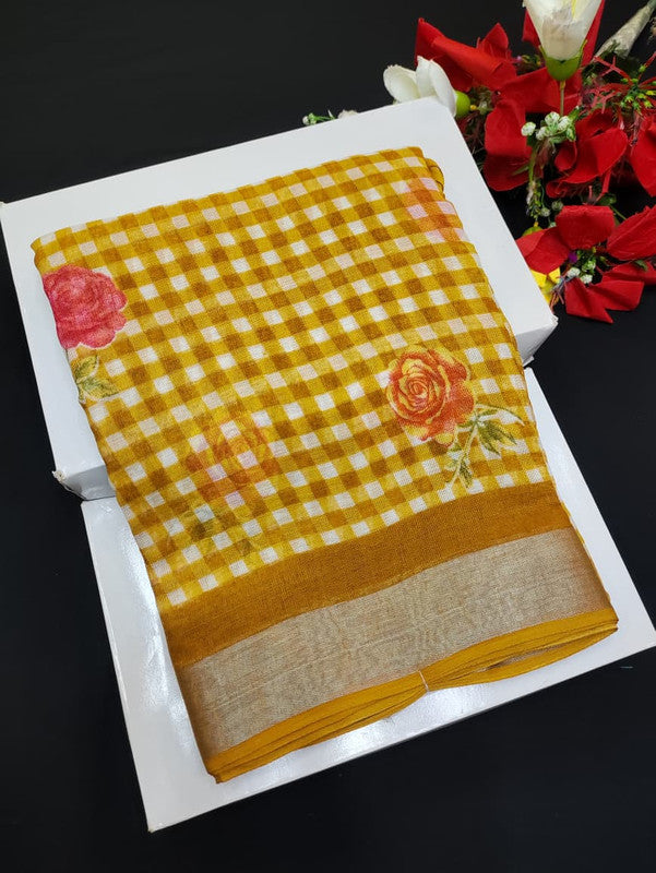Soft Linen Aadi Offer printed saree for festive and office wear