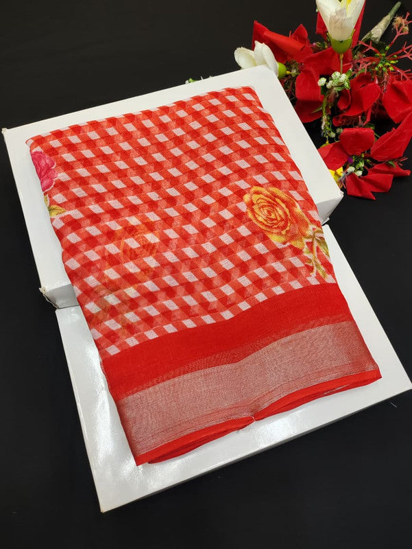 Soft Linen Aadi Offer printed saree for festive and office wear