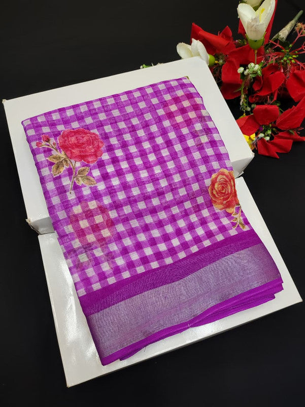 Soft Linen Aadi Offer printed saree for festive and office wear