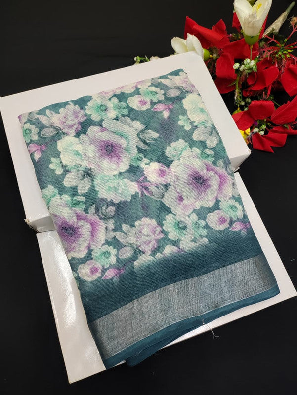 Soft Linen Aadi Offer printed saree for festive and office wear