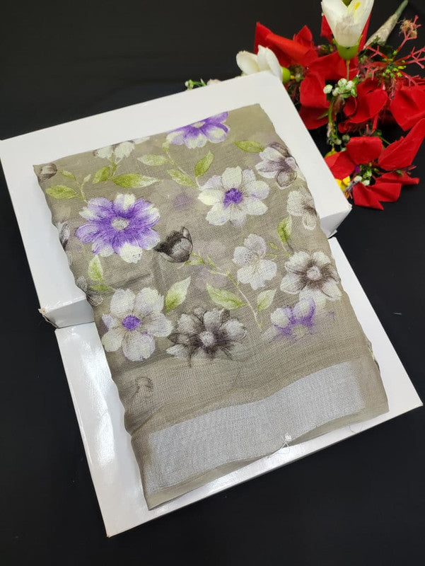 Soft Linen Aadi Offer printed saree for festive and office wear