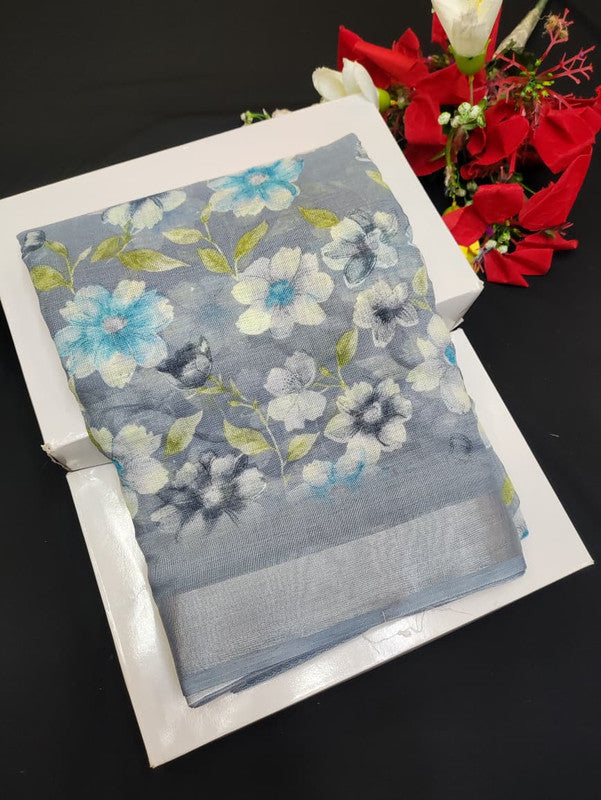 Soft Linen Aadi Offer printed saree for festive and office wear
