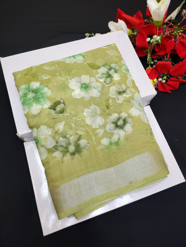 Soft Linen Aadi Offer printed saree for festive and office wear