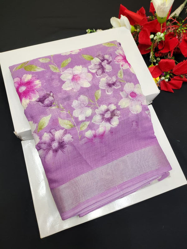 Soft Linen Aadi Offer printed saree for festive and office wear