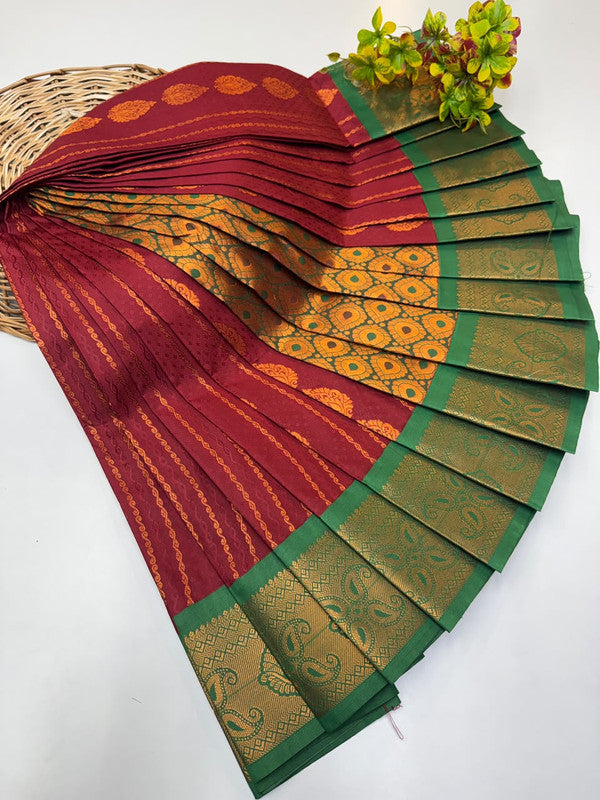 Premium Radhai Soft Silk Saree with elegant Zari work for wedding wear
