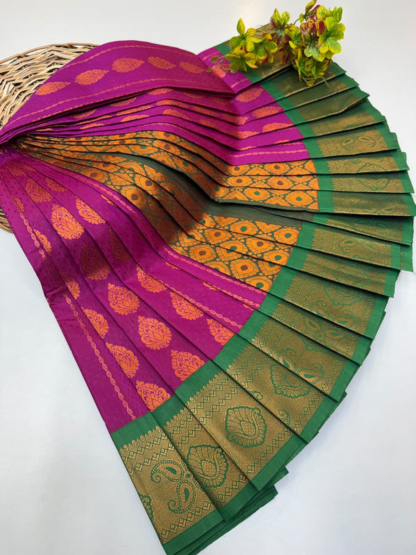 Premium Radhai Soft Silk Saree with elegant Zari work for wedding wear