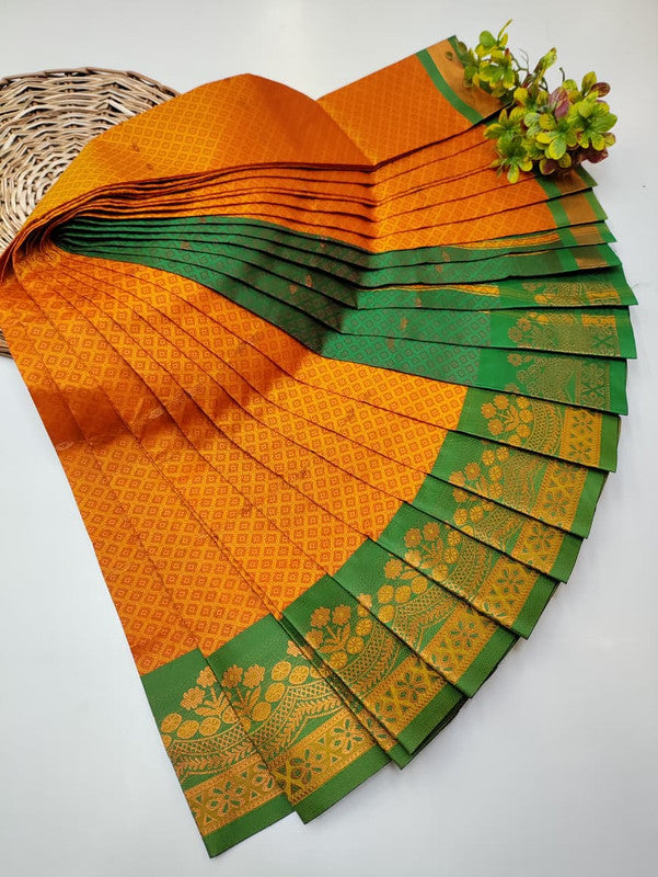 Honey Soft Silk Saree with elegant Zari work for wedding wear