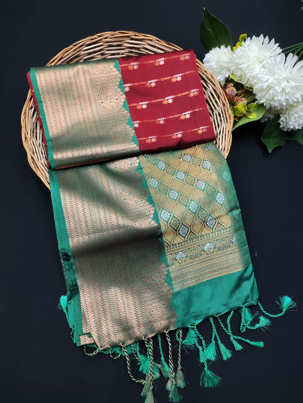 Ramaniyam Luxury Soft Silk Zari Saree for wedding wear with contrast blouse