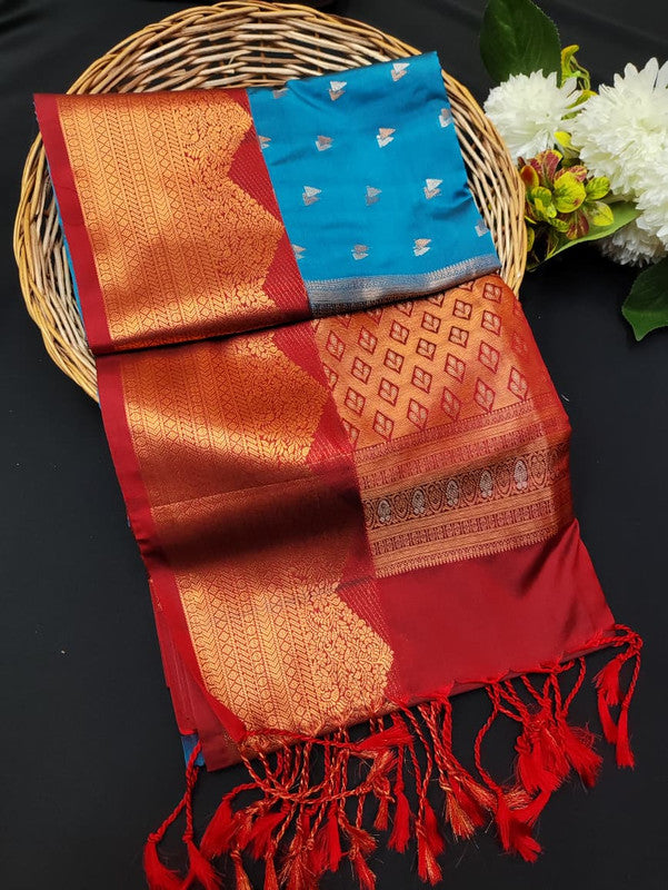 Ramaniyam Luxury Soft Silk Zari Saree for wedding wear with contrast blouse