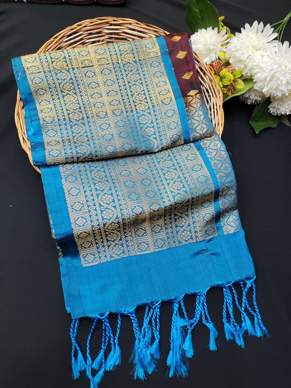 Ramaniyam Luxury Soft Silk Zari Saree for wedding wear with contrast blouse