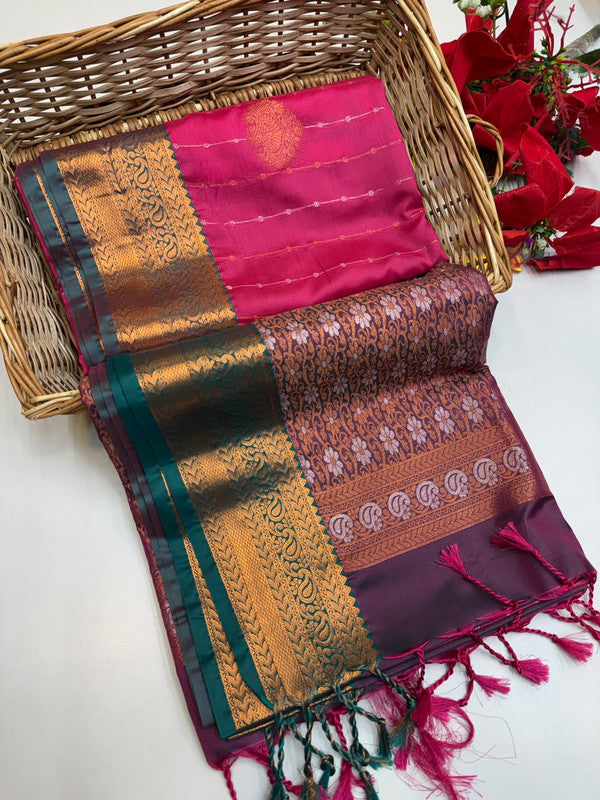 Ramaniyam Luxury Soft Silk Zari Saree for wedding wear with contrast blouse