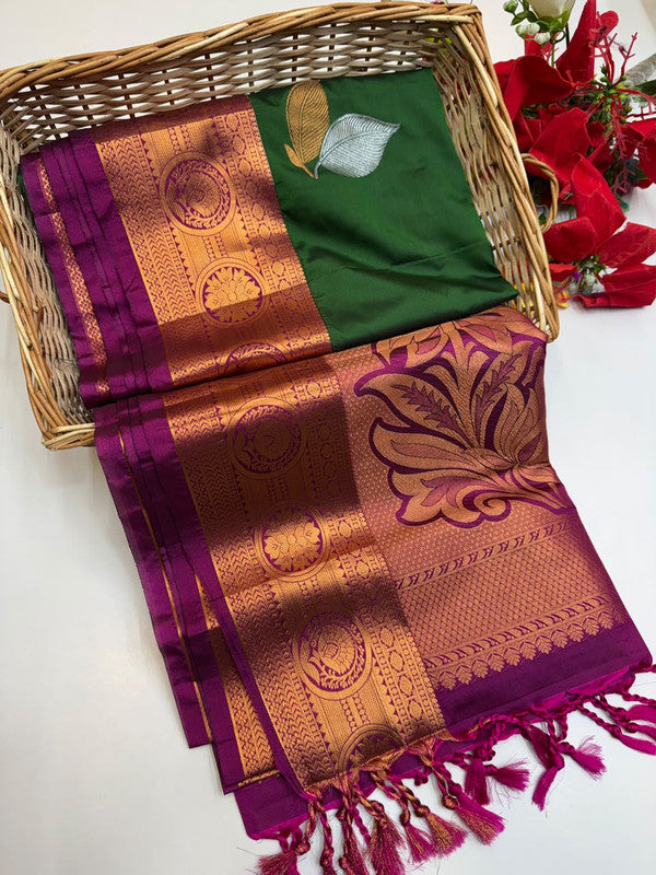 Ramaniyam Luxury Soft Silk Zari Saree for wedding wear with contrast blouse