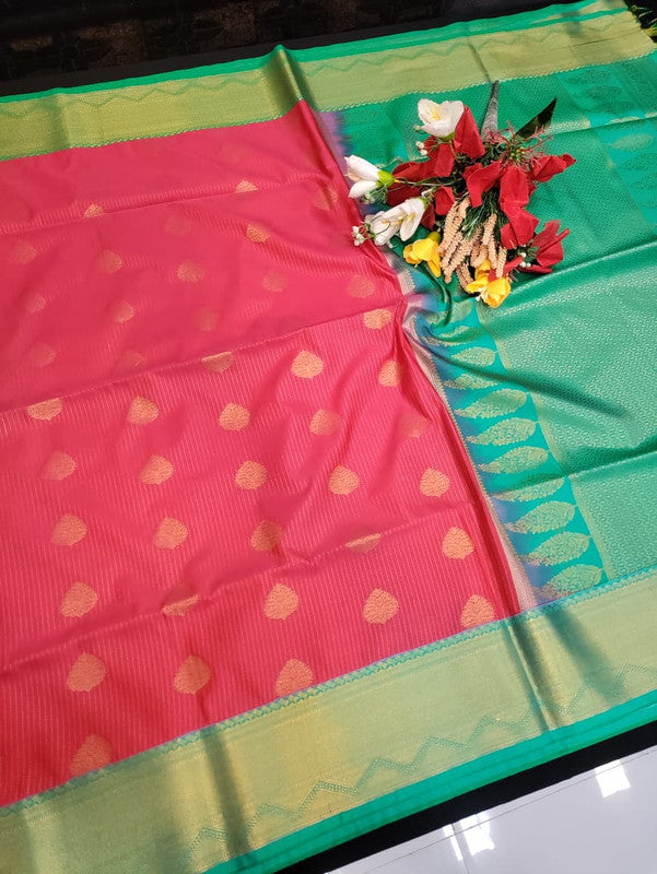 Semi Silk Saree with elegant zari work for wedding wear women
