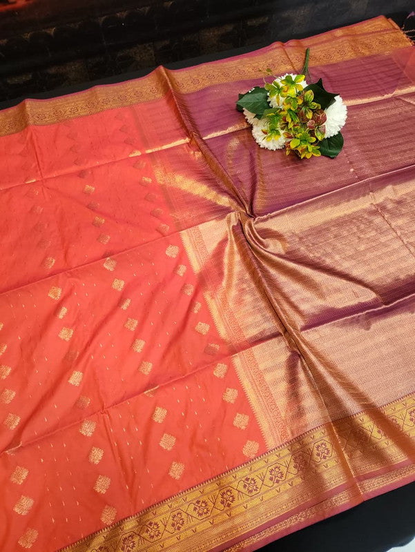 Semi Silk Saree with elegant zari work for wedding wear women