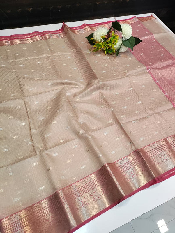 Banarasi Butta Checks Saree with premium zari work for wedding wear