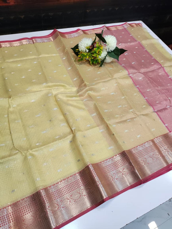 Banarasi Butta Checks Saree with premium zari work for wedding wear