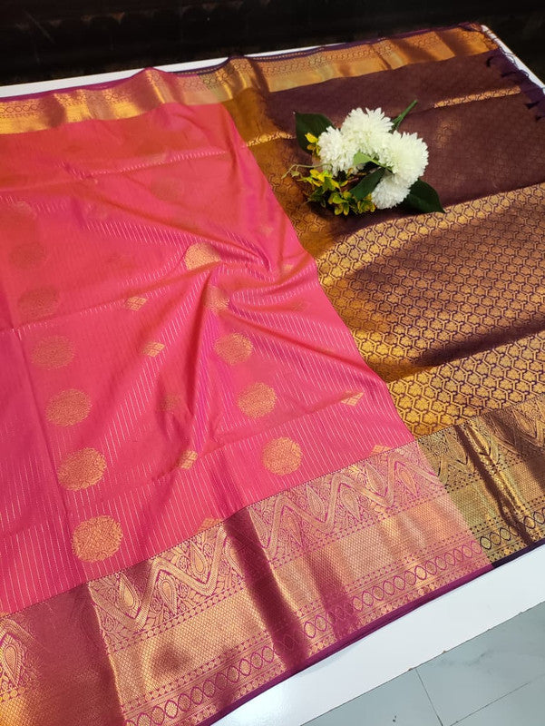 Artificial Naar Pattu Zari Saree with Contrast Blouse for Wedding Wear