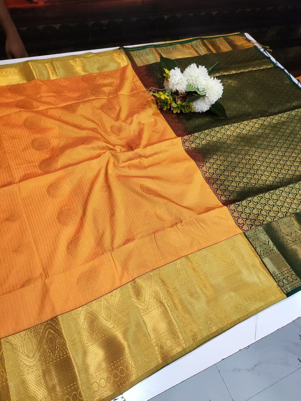 Artificial Naar Pattu Zari Saree with Contrast Blouse for Wedding Wear