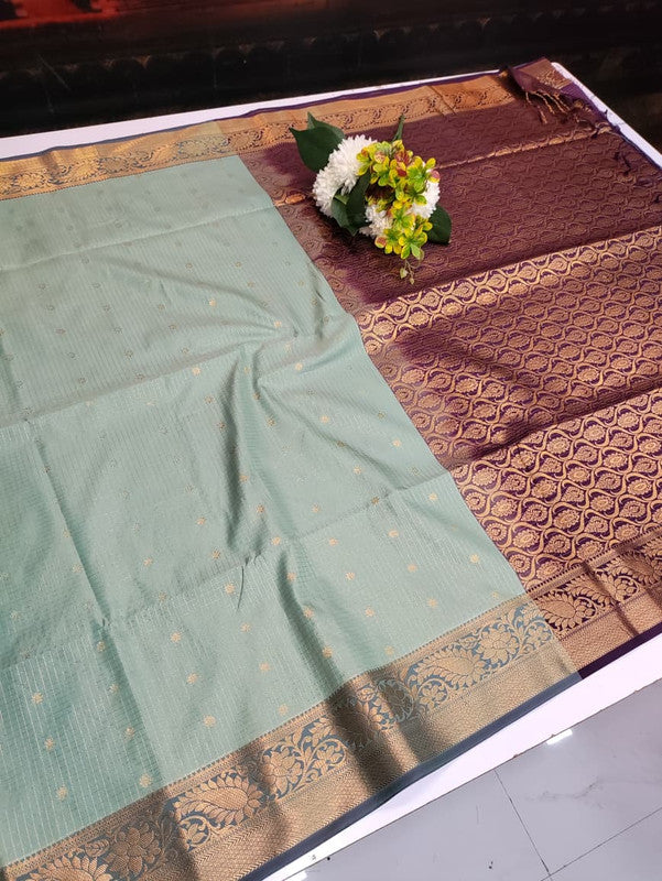 Artificial Naar Pattu Zari Saree with Contrast Blouse for Wedding Wear